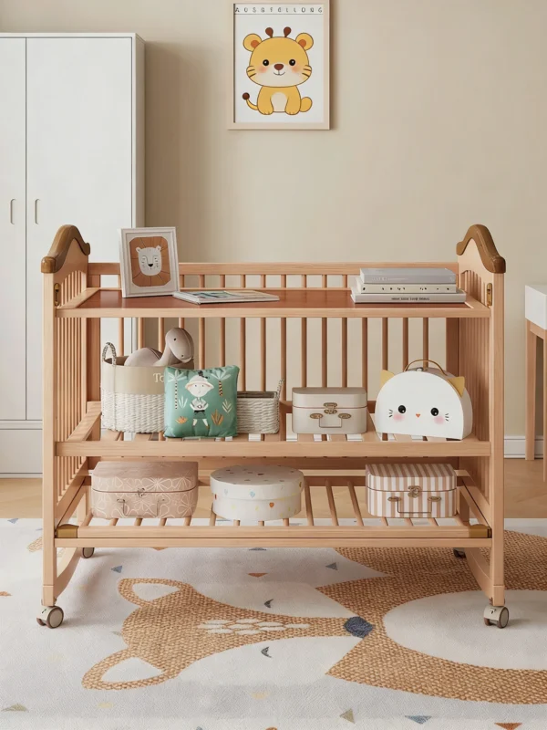 High-Quality Wooden Baby Crib Adjustable Height Crib Bed