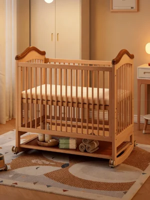 Solid Wood Baby Crib - Safe & Comfortable for Newborns