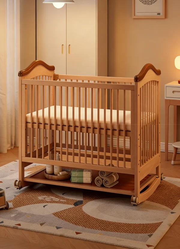 Solid Wood Baby Crib - Safe & Comfortable for Newborns