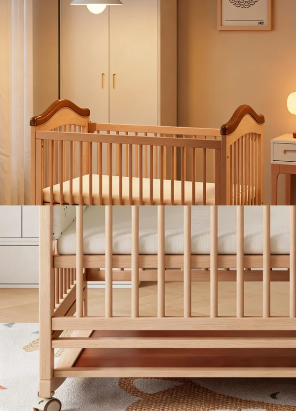 High-Quality Wooden Baby Crib Adjustable Height Crib Bed