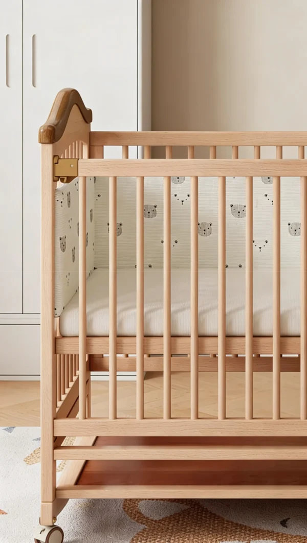 High-Quality Wooden Baby Crib Adjustable Height Crib Bed