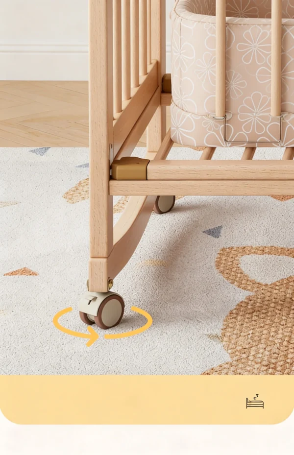 High-Quality Wooden Baby Crib Adjustable Height Crib Bed