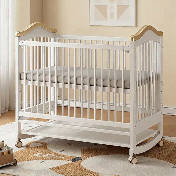 High-Quality Wooden Baby Crib Adjustable Height Crib Bed