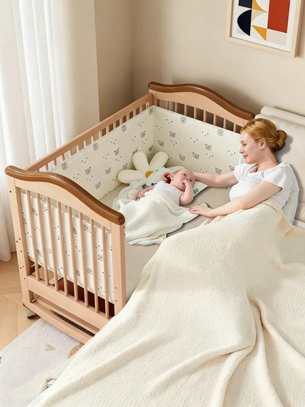 High-Quality Wooden Baby Crib Adjustable Height Crib Bed