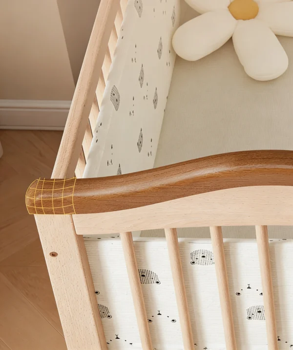 High-Quality Wooden Baby Crib Adjustable Height Crib Bed