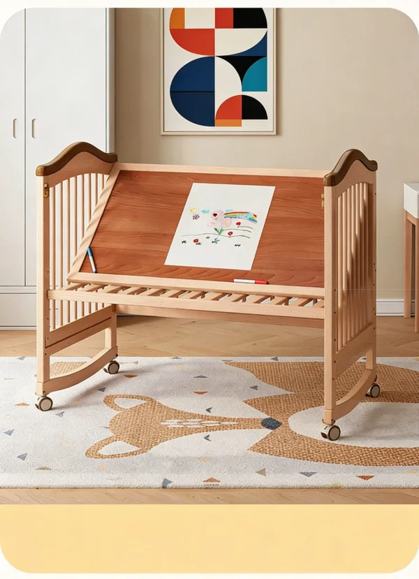 High-Quality Wooden Baby Crib Adjustable Height Crib Bed