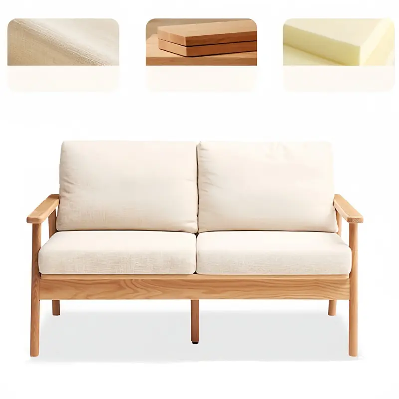 modern solid wood loveseat material details