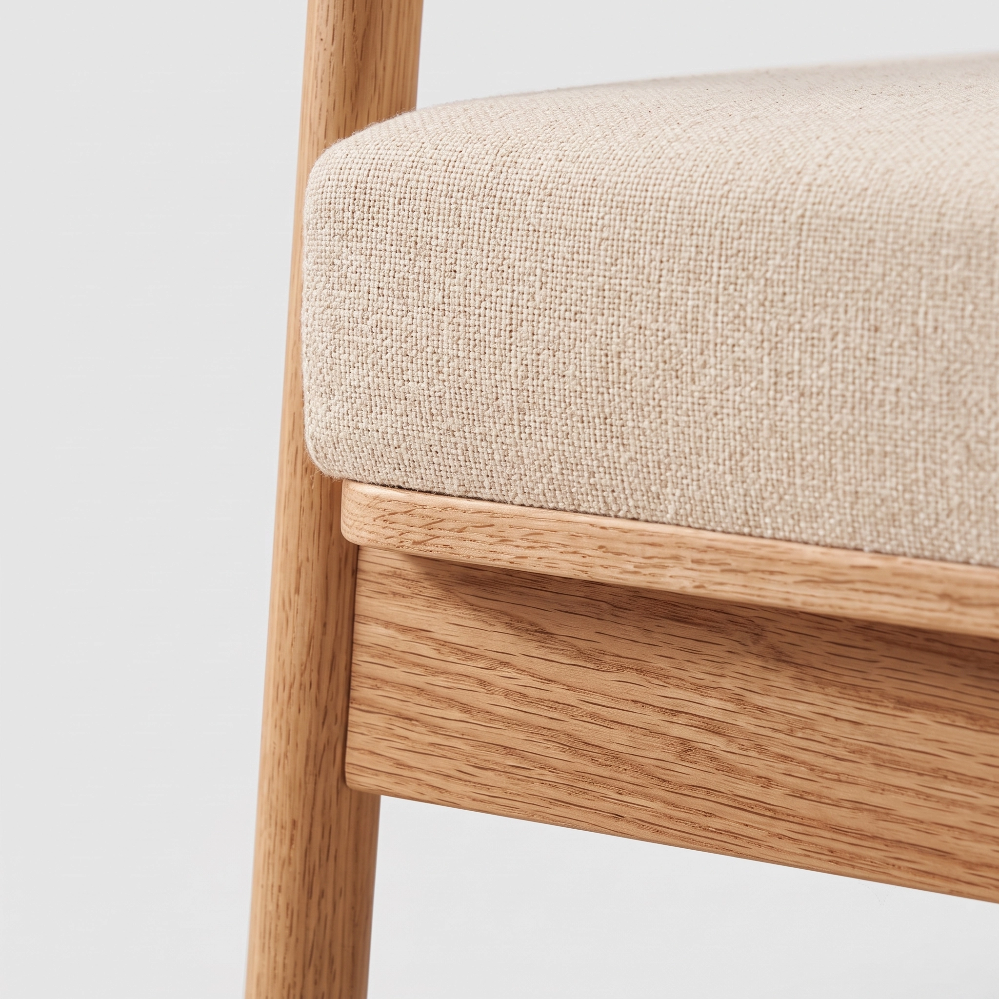 premium solid wood armchair linen fabric texture close up