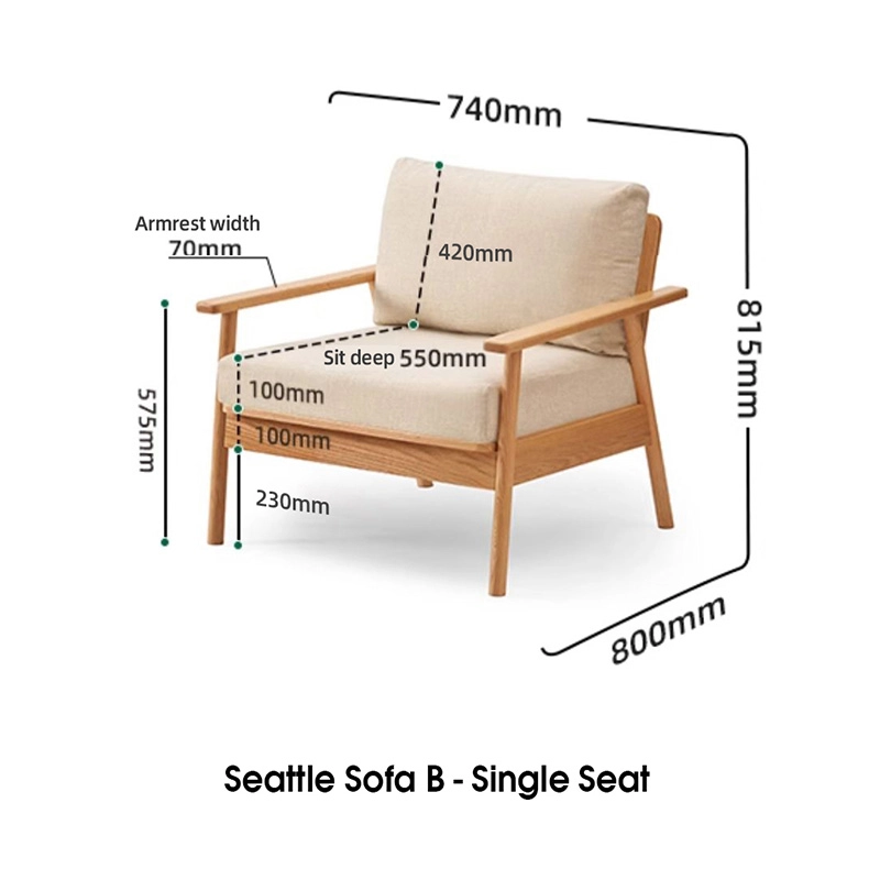 seattle b solid wood armchair measurement details