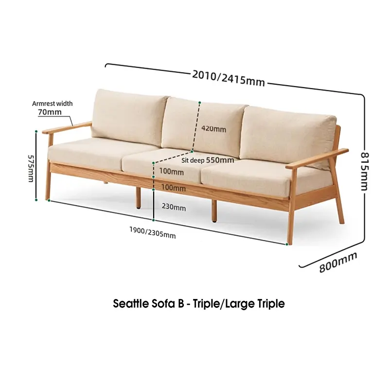 seattle sofa b triple large triple dimensions