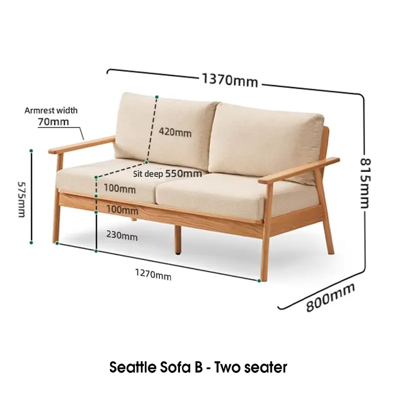 seattle sofa b two seater dimensions