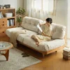 cream fabric cloud sofa reading lifestyle cream fabric cloud sofa reading lifestyle