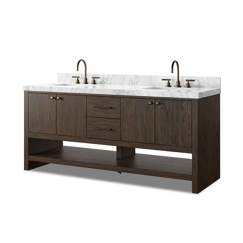 dark-oak-double-sink-bathroom-vanity-marble-top
