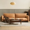 manna camel leather 3 seater sofa front view manna camel leather 3 seater sofa front view