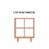 manna-cherry-wood-2x2-4-cube-bookcase-dimensions-spec Dimensions line drawing for Manna cherry wood 2x2 4-cube bookcase showing length 70cm, width 30cm, and height 85cm.
