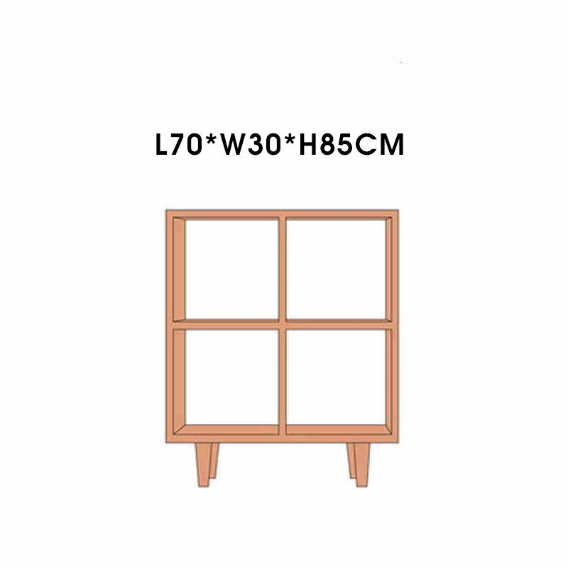 manna-cherry-wood-2x2-4-cube-bookcase-dimensions-spec Dimensions line drawing for Manna cherry wood 2x2 4-cube bookcase showing length 70cm, width 30cm, and height 85cm.