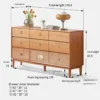 manna-cherry-wood-9-drawer-wide-dresser-dimensions-spec Dimensions specification diagram for Manna cherry wood 9-drawer wide dresser showing length 150.8cm, depth 40cm, and total height 82.5cm.
