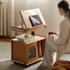 manna cherry wood adjustable reading desk cart tablet