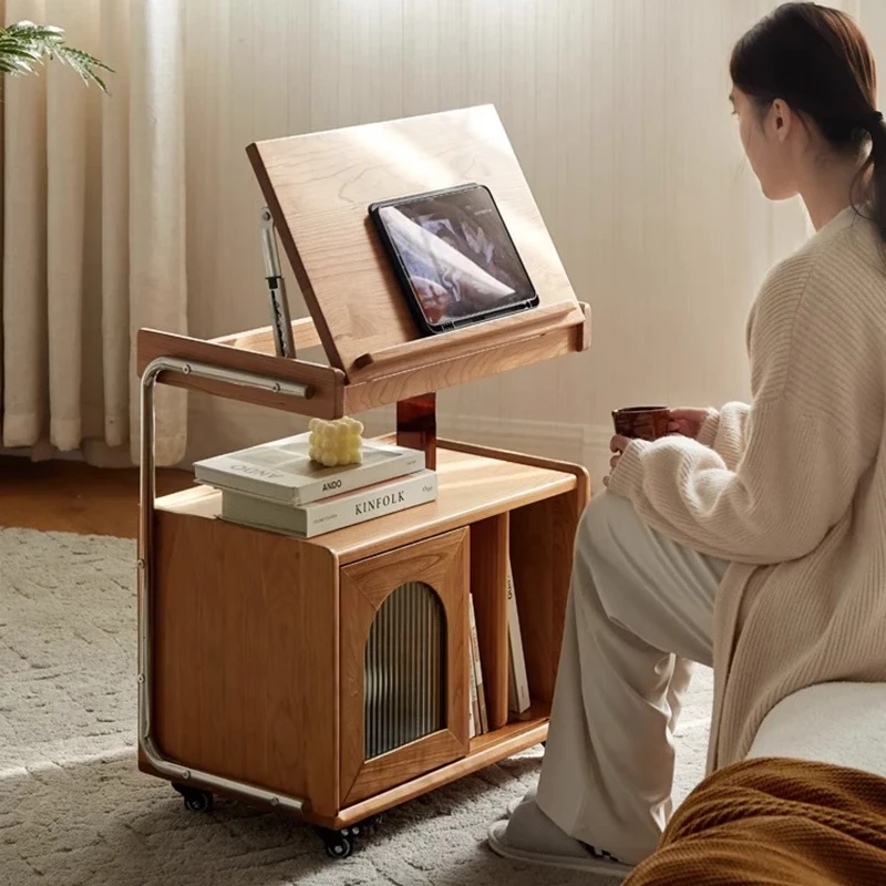 manna cherry wood adjustable reading desk cart tablet