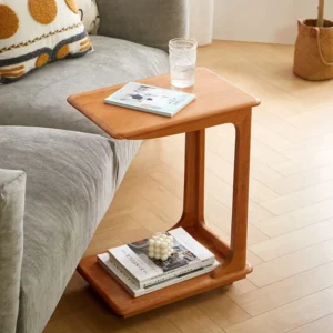 manna cherry wood c shaped side table sofa living room