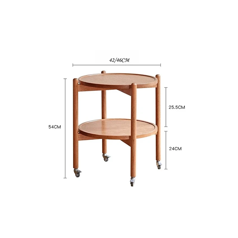 manna cherry wood round side table wheels dimensions spec