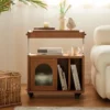 manna cherry wood serving bar cart cabinet sofa side