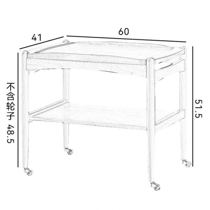 manna cherry wood serving bar cart dimensions spec