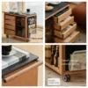 manna cherry wood serving bar cart slate top details manna cherry wood serving bar cart slate top details