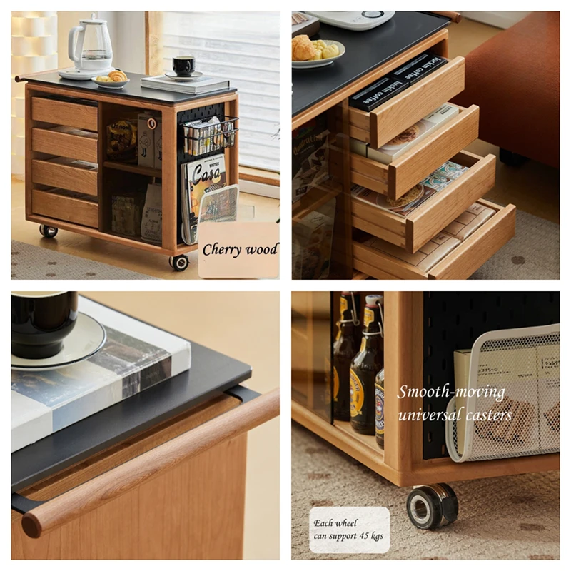 manna cherry wood serving bar cart slate top details manna cherry wood serving bar cart slate top details