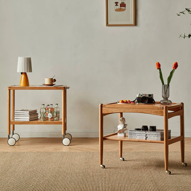 manna cherry wood serving bar carts living room