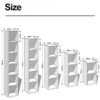 manna-cherry-wood-vertical-narrow-cube-bookcase-series-dimensions-spec.webp Dimensions specification diagram for Manna cherry wood vertical narrow 1-column bookcase series showing 2 to 6 tier models with width 36cm, depth 30cm, and heights from 70cm to 206cm.