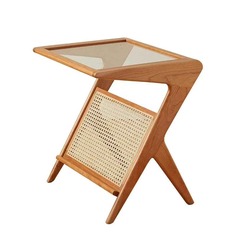 manna cherry wood z shaped side table white background manna cherry wood z shaped side table white background