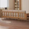 manna cream fabric sectional sofa slatted wood back view manna cream fabric sectional sofa slatted wood back view