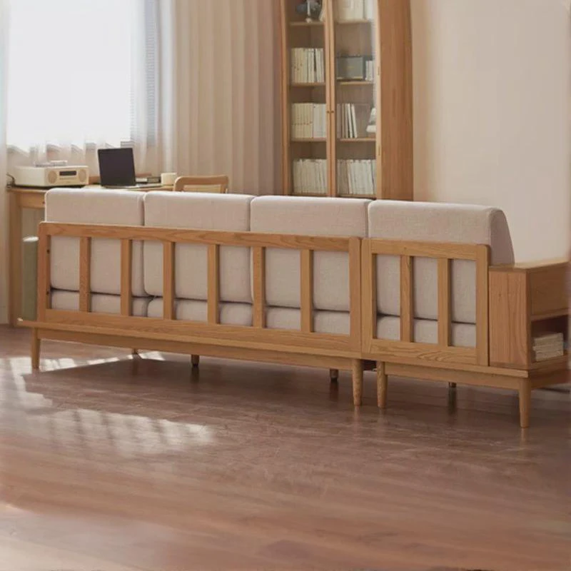 manna cream fabric sectional sofa slatted wood back view manna cream fabric sectional sofa slatted wood back view