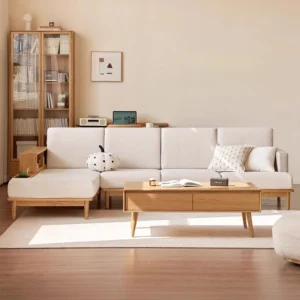 manna cream fabric sectional sofa with chaise