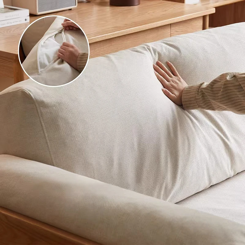 manna cream fabric sofa removable cover cushion detail