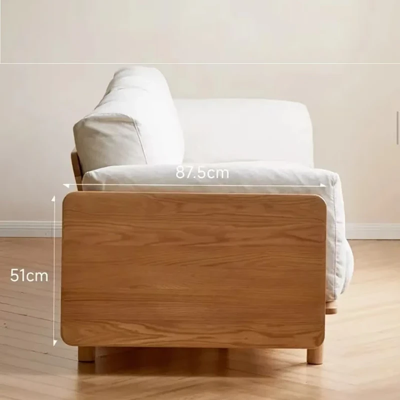 manna cream fabric sofa wooden armrest dimension spec