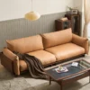 manna mid century tan leather couch living room setup manna mid century tan leather couch living room setup