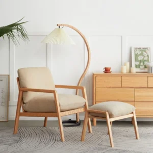 manna oak accent chair ottoman floor lamp setup