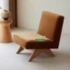 manna oak armles accent chair terracotta cushion 50cm