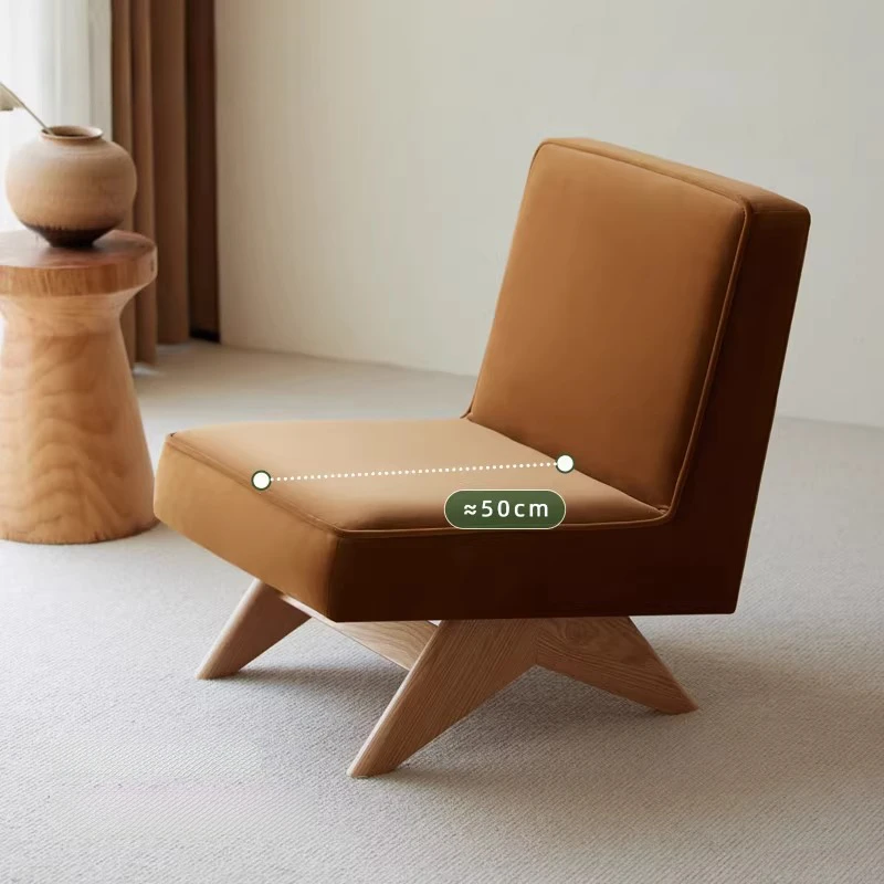 manna oak armles accent chair terracotta cushion 50cm