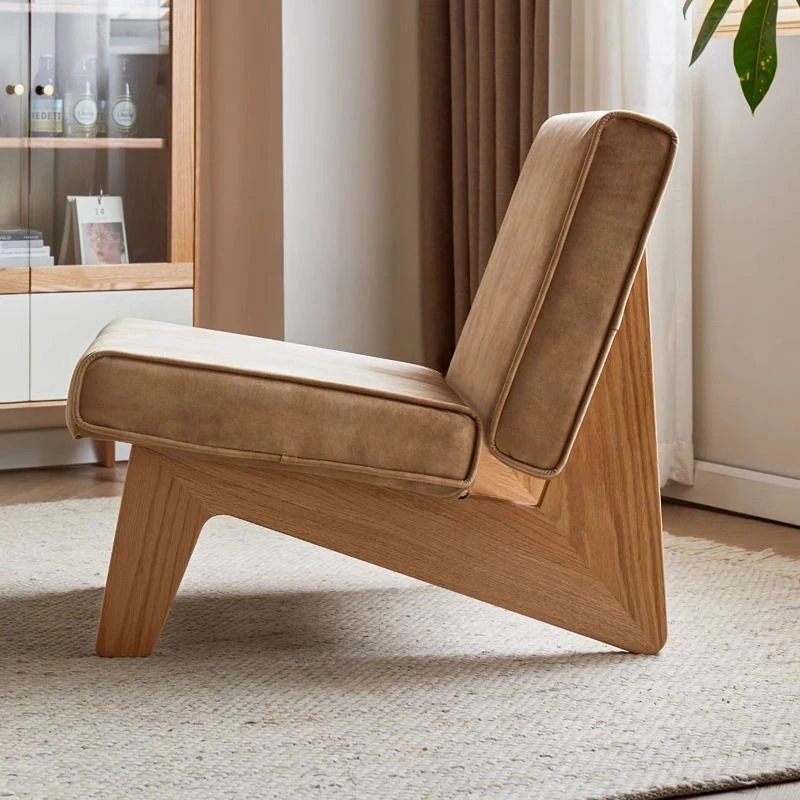 manna oak armless accent chair side profile detail