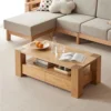 manna oak chunky rectangular coffee table sofa top view