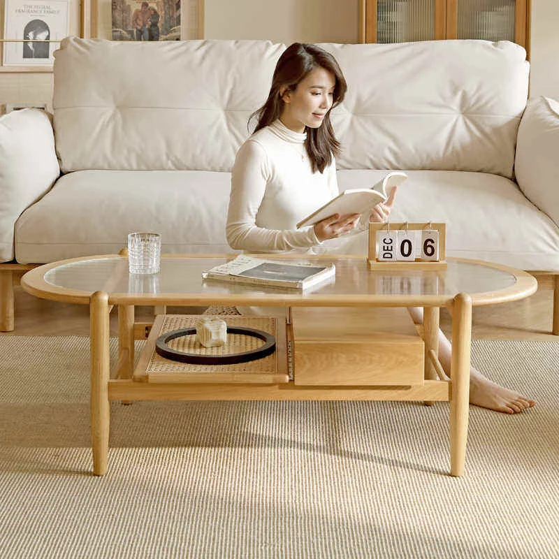 manna oak fluted glass oval coffee table lifestyle manna oak fluted glass oval coffee table lifestyle
