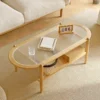 manna oak fluted glass oval coffee table rattan shelf manna oak fluted glass oval coffee table rattan shelf