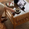 manna oak glass top square end table lifestyle