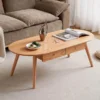 manna oak oval coffee table double drawers living room