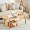 manna oak oval coffee table sofa side view