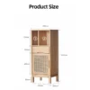 Product size specification diagram for Manna oak narrow cabinet with rattan door, drawer, and open shelves showing width 450mm, depth 350mm, total height 1030mm, and leg height 110mm.
