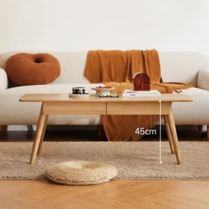 manna oak rectangular coffee table drawers height spec